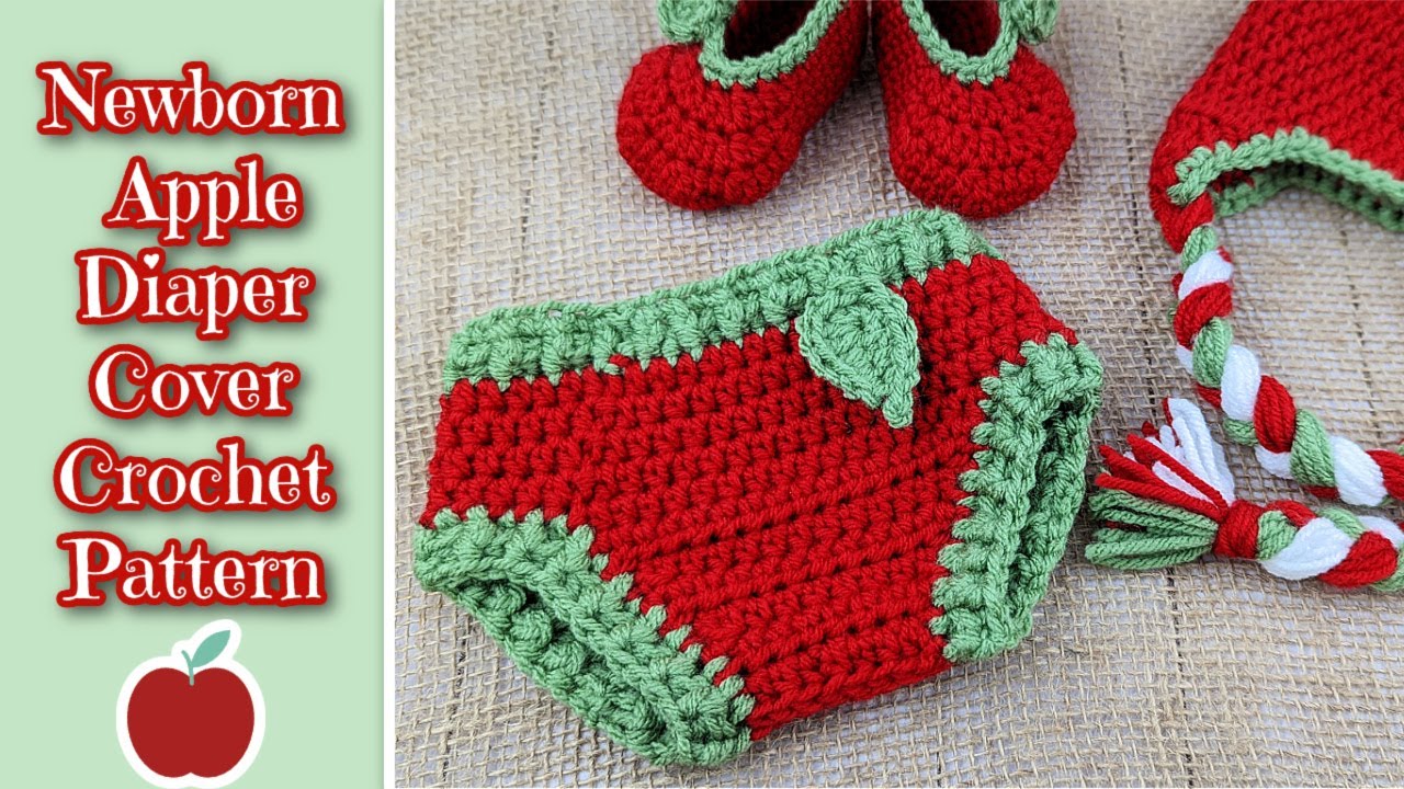 Newborn Apple Diaper Cover Crochet Pattern | Newborn Bloomers Crochet Pattern