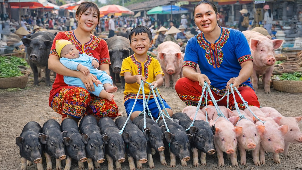 Bringing Piglets to the Market to Sell – Making a Delicious Family Meal | Trieu Mai Huong