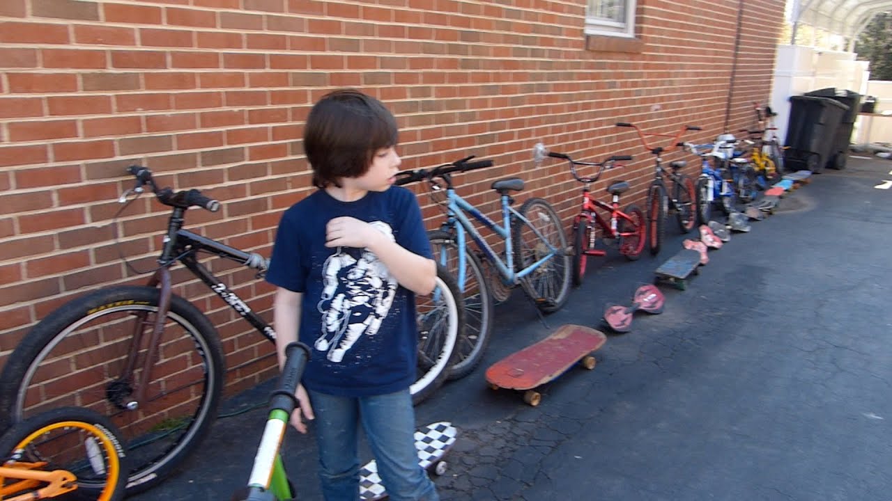 Too many bikes and skateboards!