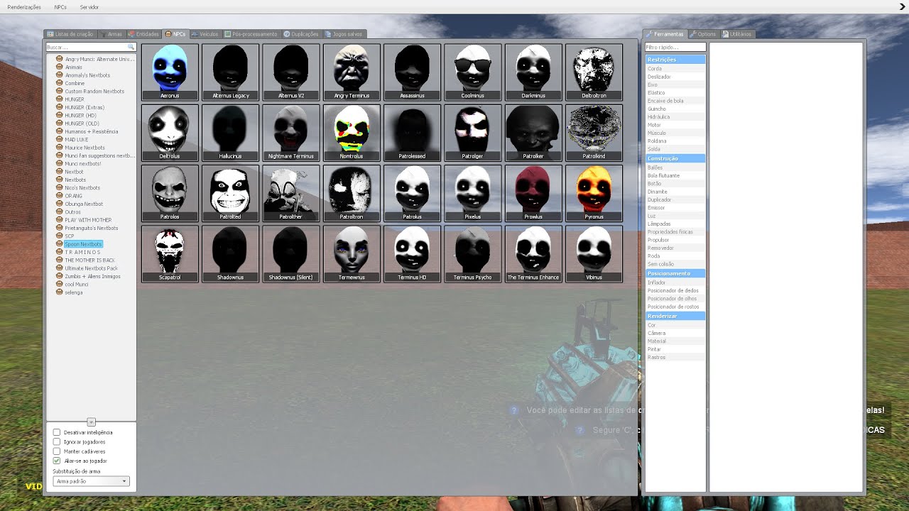 Jogando com todos os nextbots do pack Spoon Nextbots (os irmaos do terminus e delminus tlgd? COM VOZ