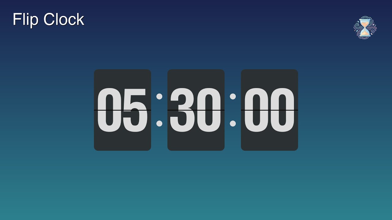 5 Hour 30 Minute Timer ⏱️ Ocean Twilight Flip Clock | Extended work Timer - ChronoFlow