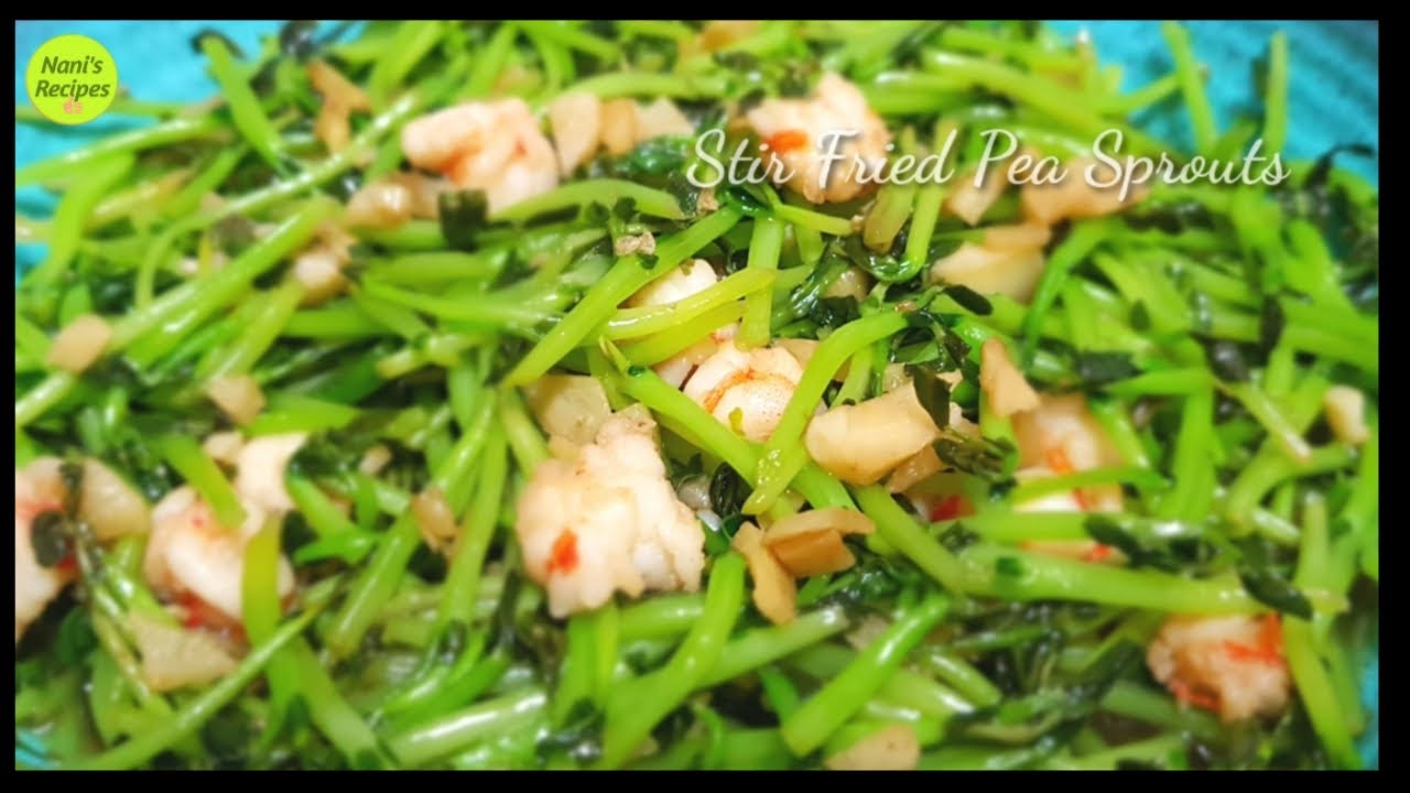 Stir Fried Pea Sprouts With Prawn / Pea Sprouts Fried Recipe / Nani's Recipes