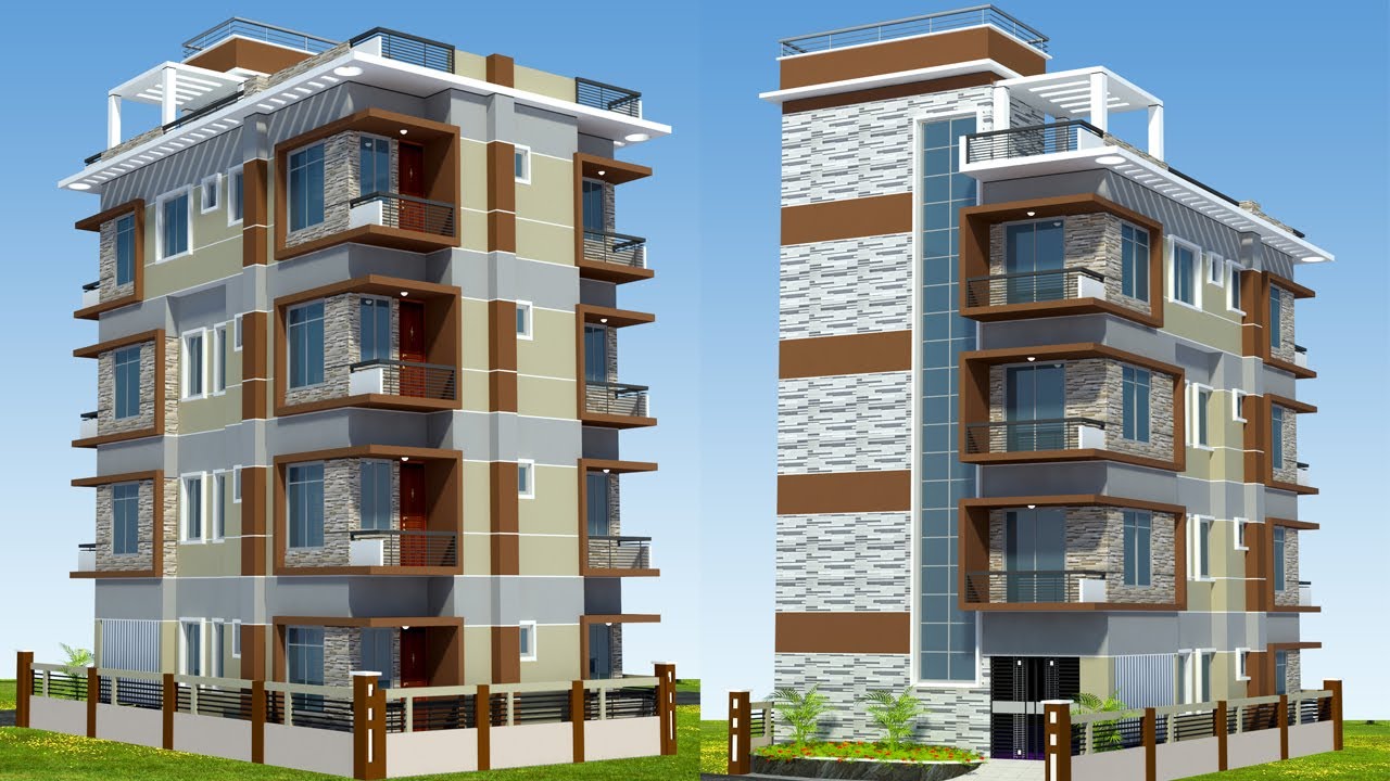 মাত্র ১১০০ স্কয়ারফিটে ৪ বেডরুমের ৪ তলা বাড়ি তৈরির ডিজাইন !! 4 /5 tola house design in Bangladesh