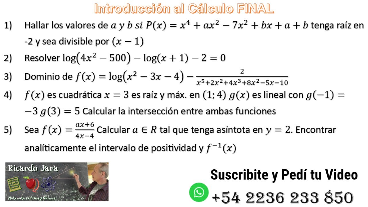 Introducción al Cálculo Examen Final