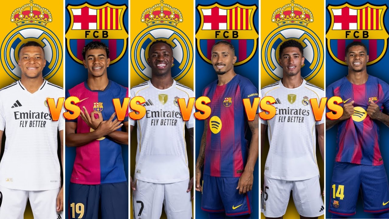 Comparison: Mbappé vs Yamal vs Raphinha vs Vinícius Jr vs Jude Bellingham vs Marcus Rashford
