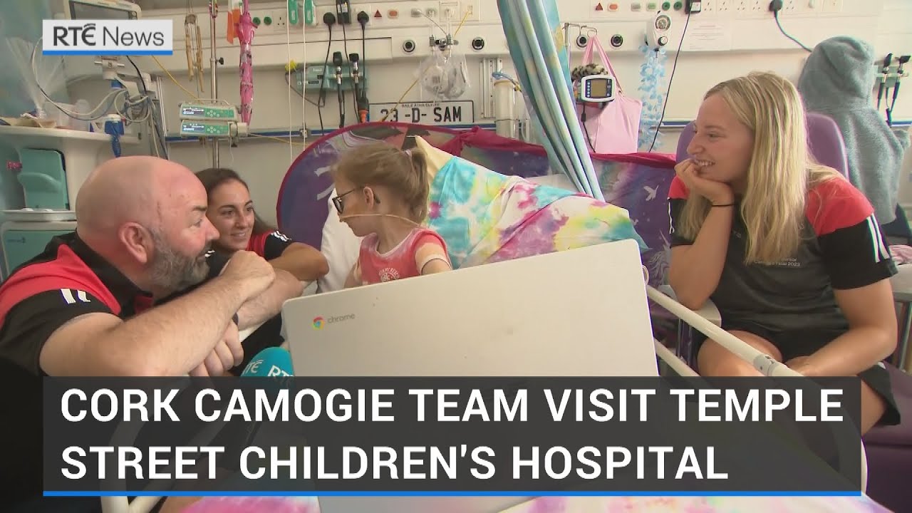 Cork camogie team visit temple Street Children's Hospital in Dublin