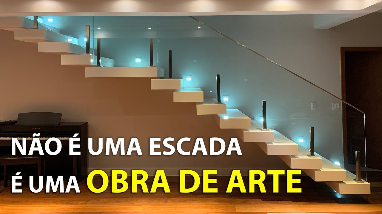 Revestimento da Escada Flutuante e colocação do Guarda Corpo de Vidro - Vídeo Completo