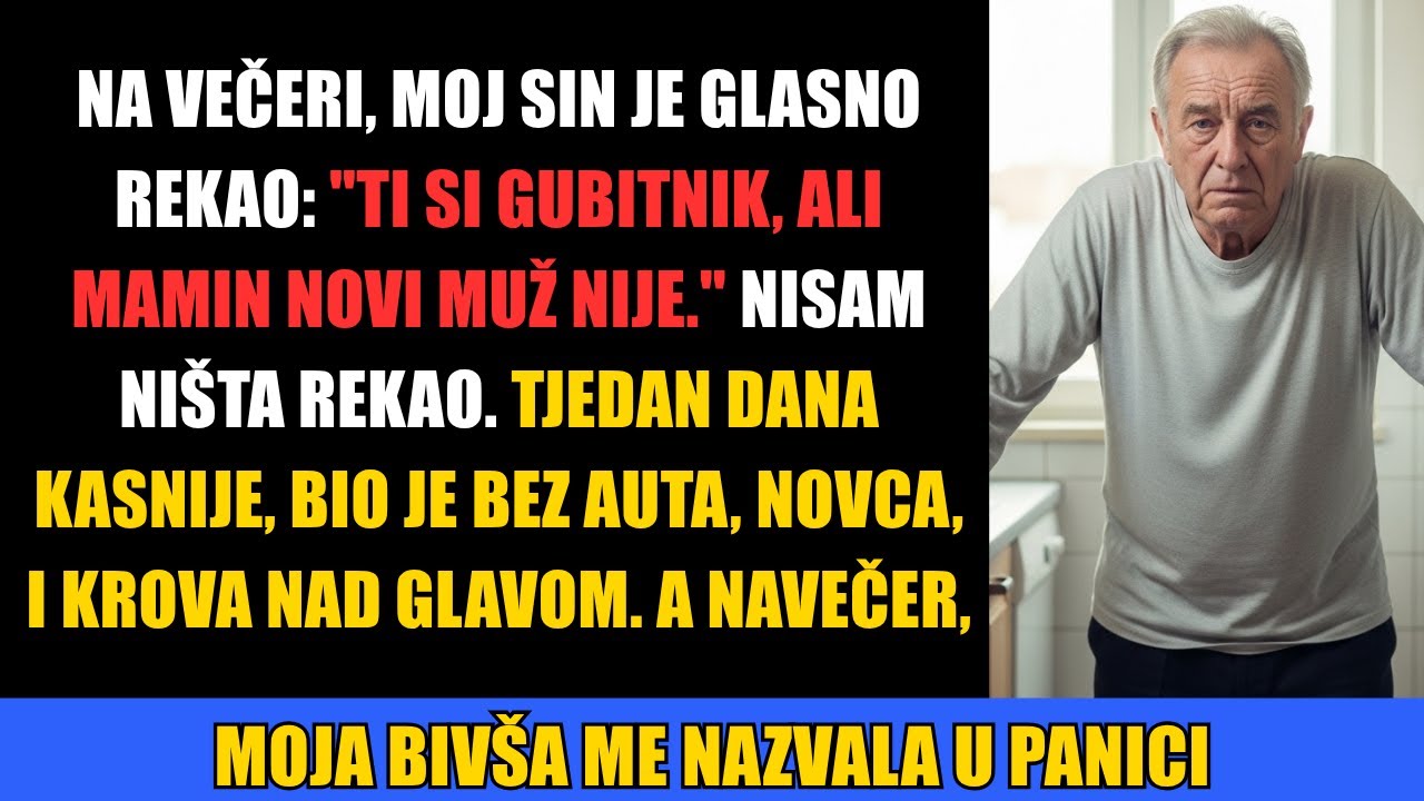 Moj sin je na večeri glasno rekao: 'Ti si gubitnik, a mamin novi muž nije.' Nisam ništa rekao...