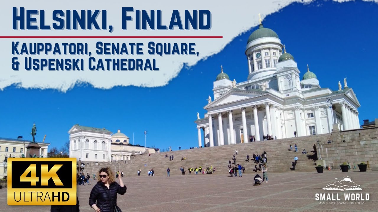 Sightseeing Walk through Helsinki, Finland - Kauppatori Markets, Uspenski Cathedral, & Senate Square