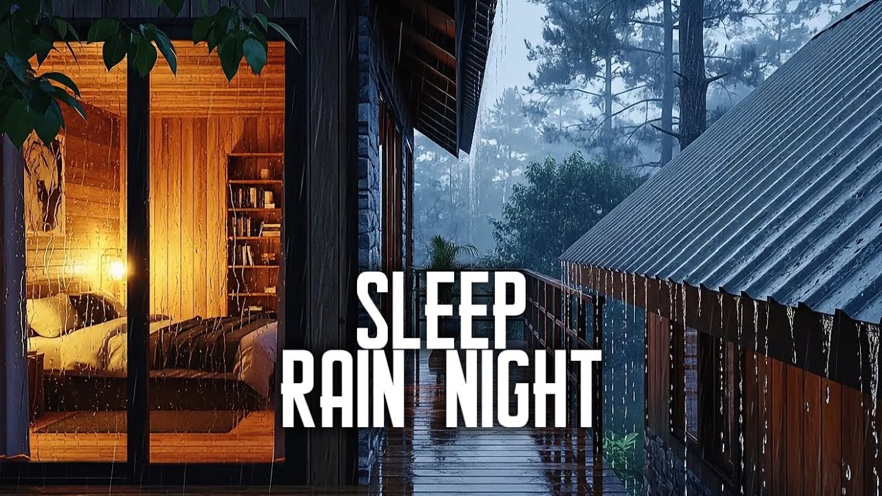 Cozy Rain Cabin at Night 🌧️ Heavy Rain on Roof for Sleeping All Night
