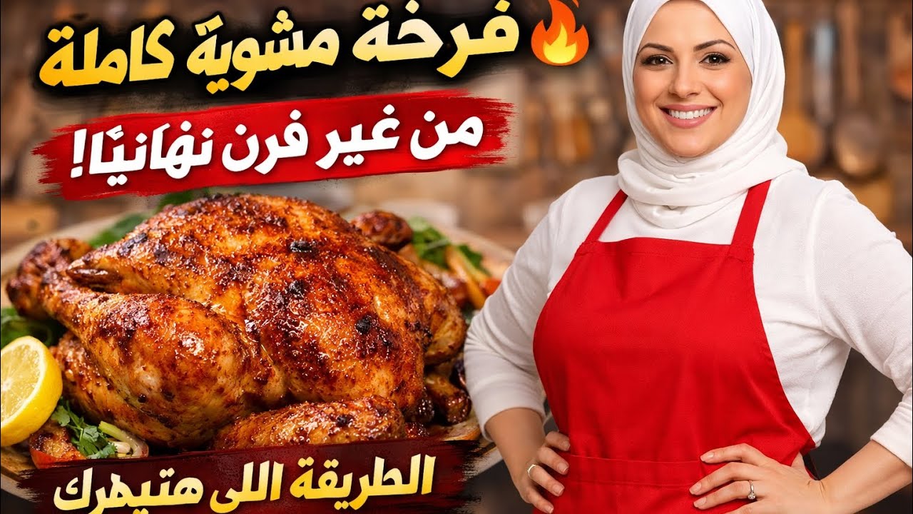  الطريقة اللي هتبهرك 😲 فرخة مشوية كاملة من غير فرن