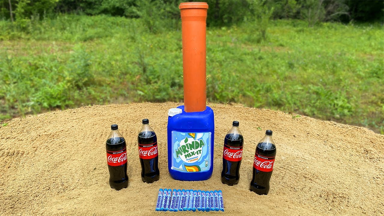 Experiment !! Cola VS Mentos in Mirinda Tank
