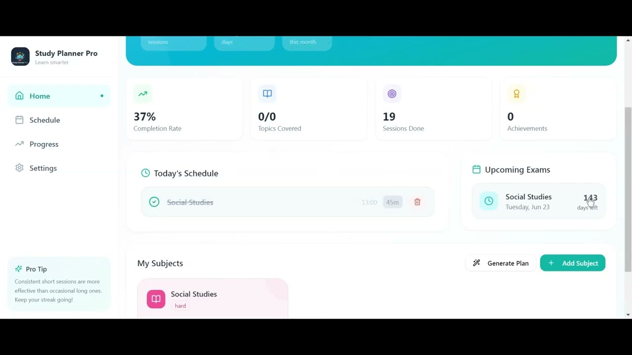 Study Planner Pro! An App Made using A.I
