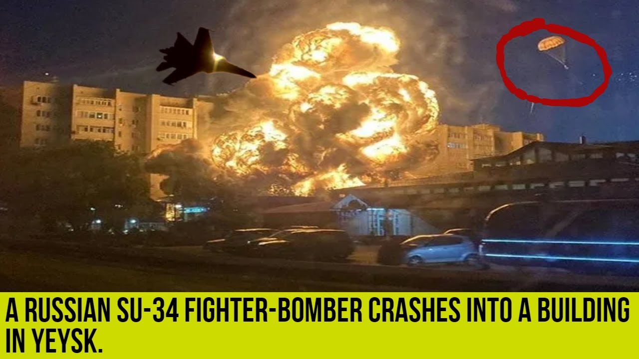 Russian su-34 crash on residential building in the southern city of Yeysk.