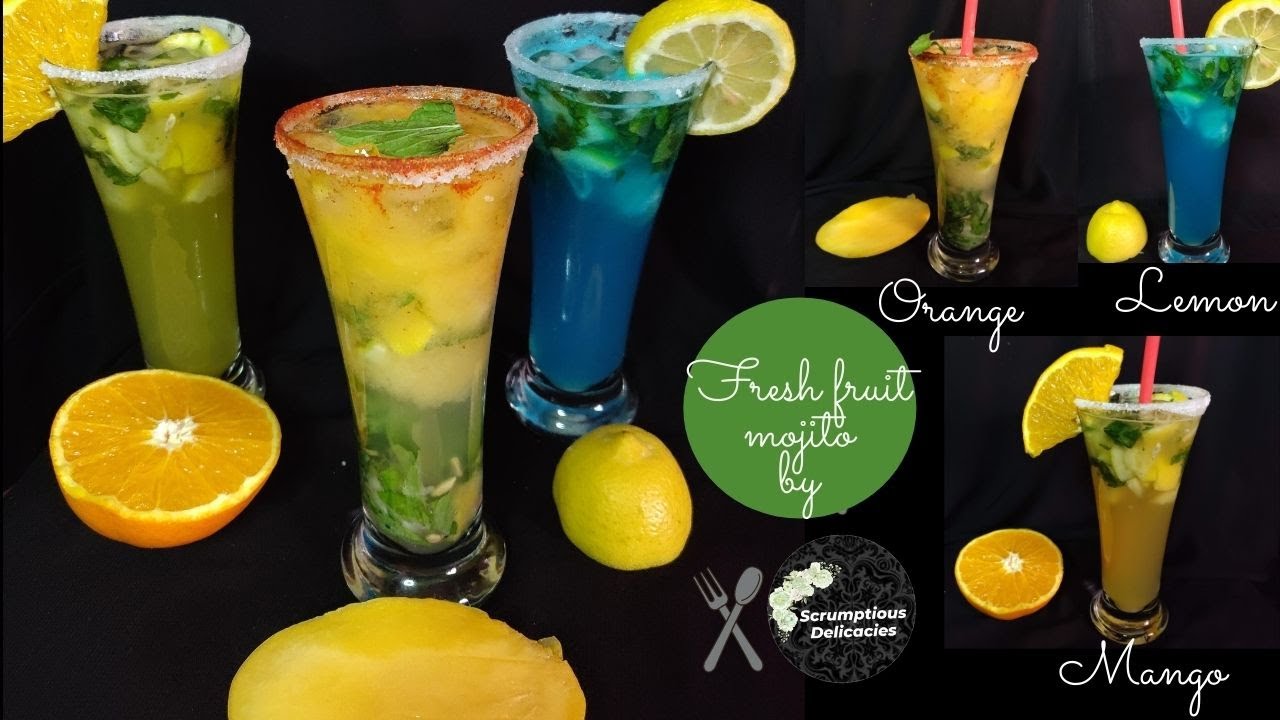 3 refreshing Fresh fruit mojito for Summer 2021 I Mango, orange, lemon curacao I Beat the heat