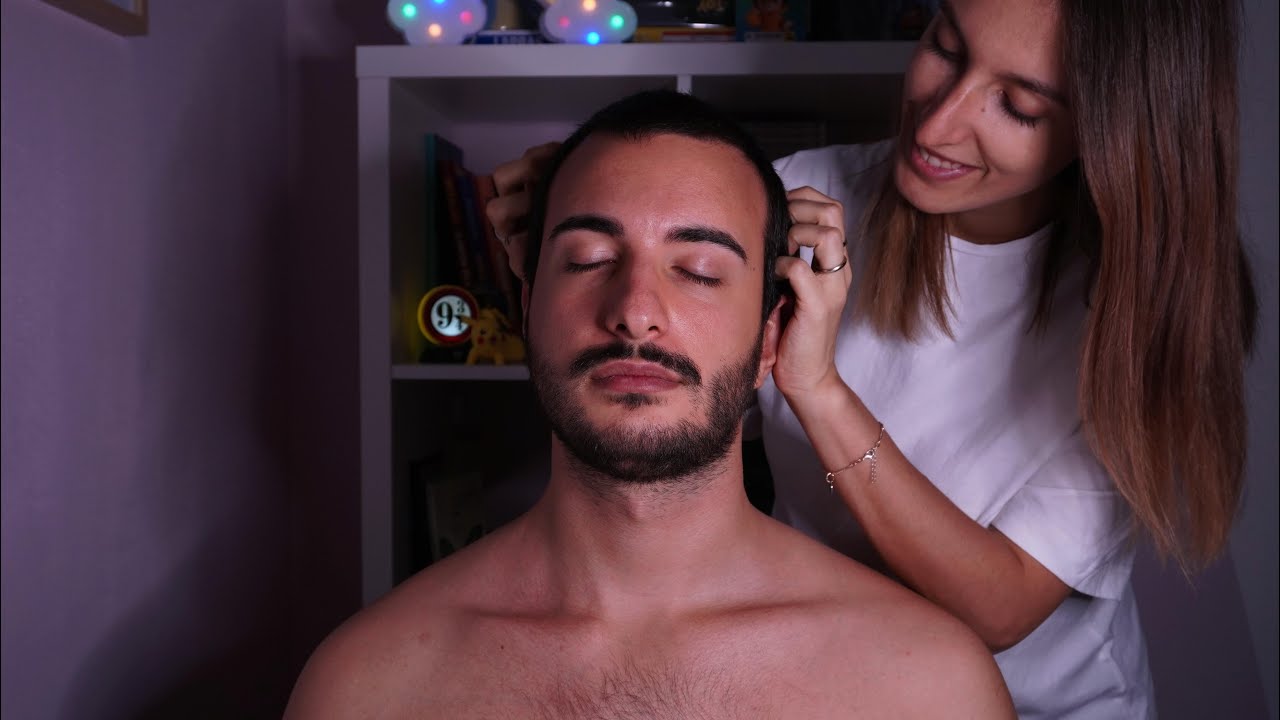 Massaggio a testa, spalle e collo + hair brushing 🩷 Pampering | ASMR ita