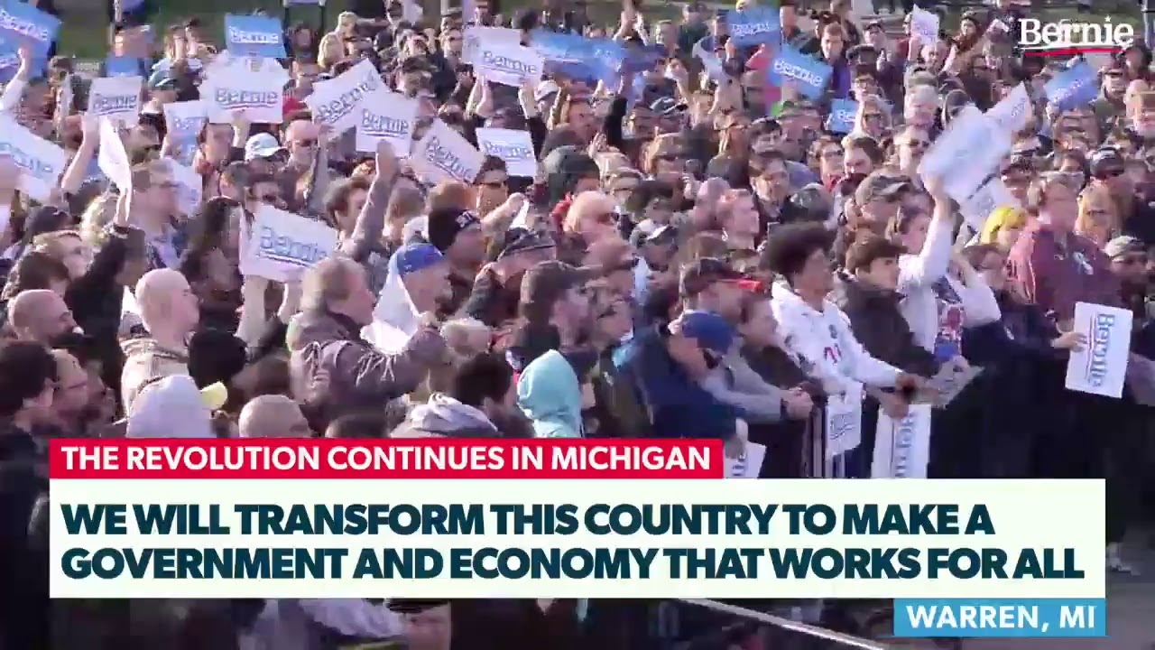 Bernie Rallies Supporters in Warren, Michigan