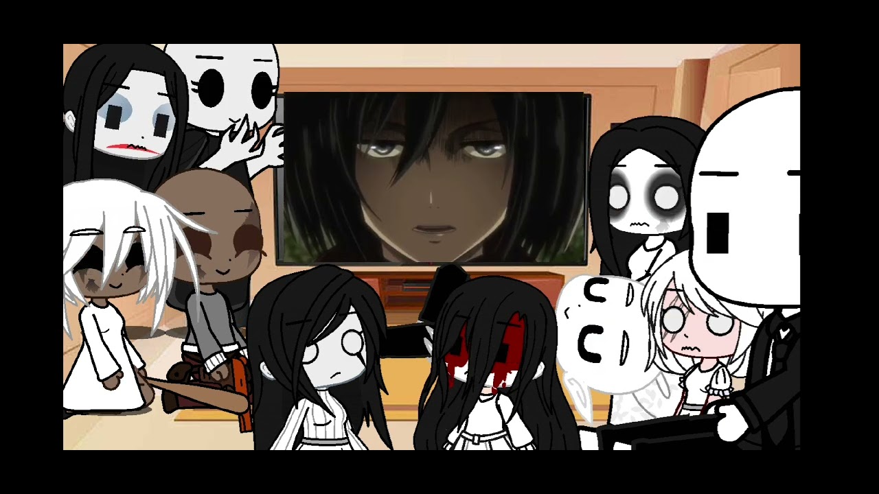 Slender family reacts to Attack on Titan in 9 minutes🔫👊 Ft. Krasue and Charlie