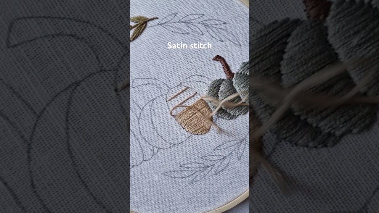 Satin stitch pumpkin embroidery 