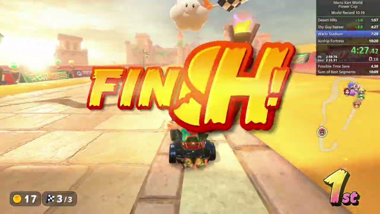[WR] Mario Kart World - Flower Cup speedrun in 10:11.350
