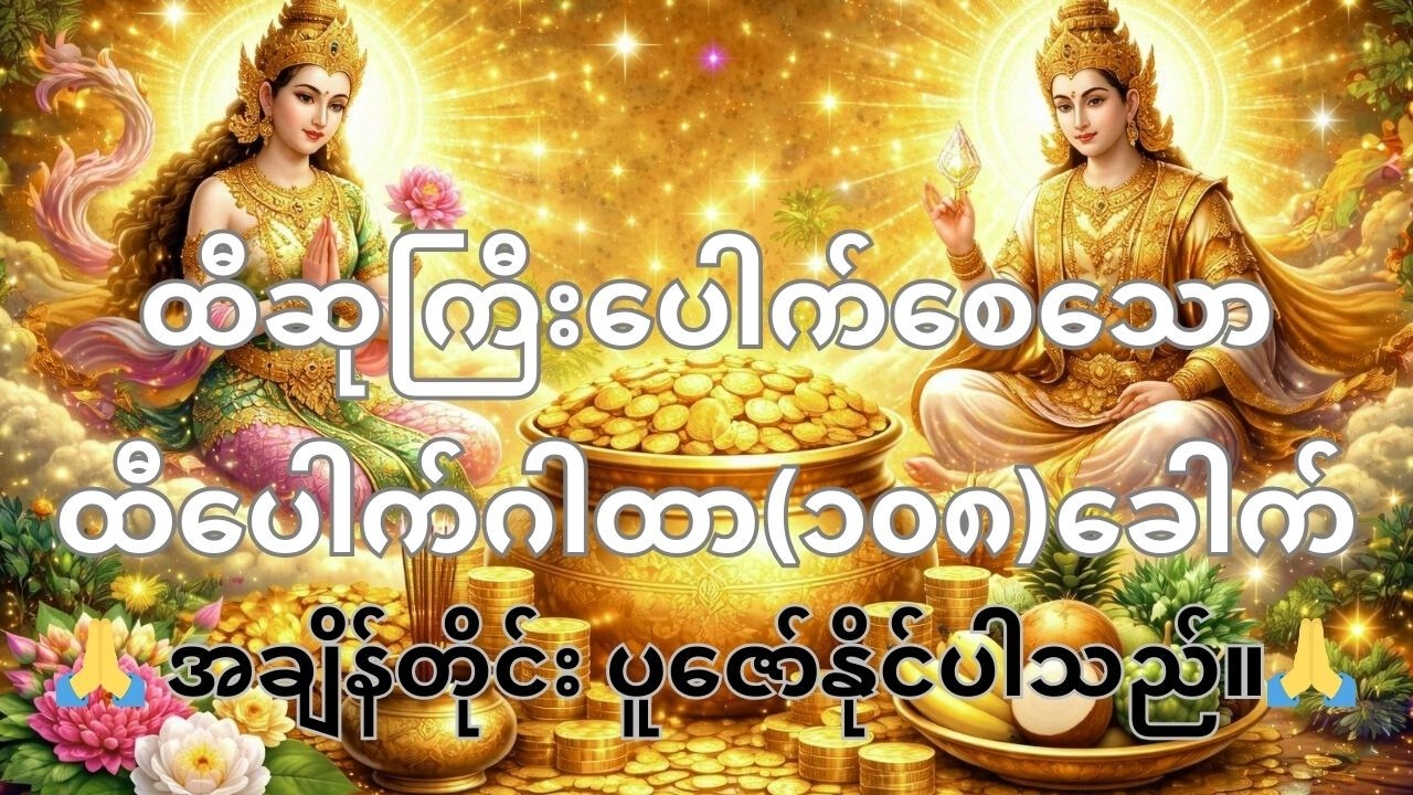 ထီဆုကြီး​ပေါက်ချင်သူများအတွက် (ထီ​ပေါက်ဂါထာ၊ ကံပွင့် လာဘ်ပွင့် စေသော ဂါထာတော် (၁၀၈​)ခေါက်)