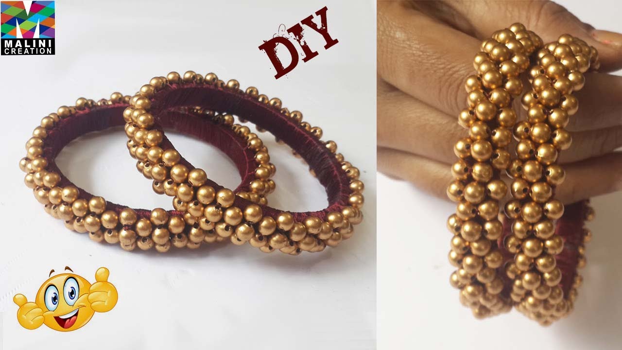 DIY / how to make Beautiful golden beads bangles