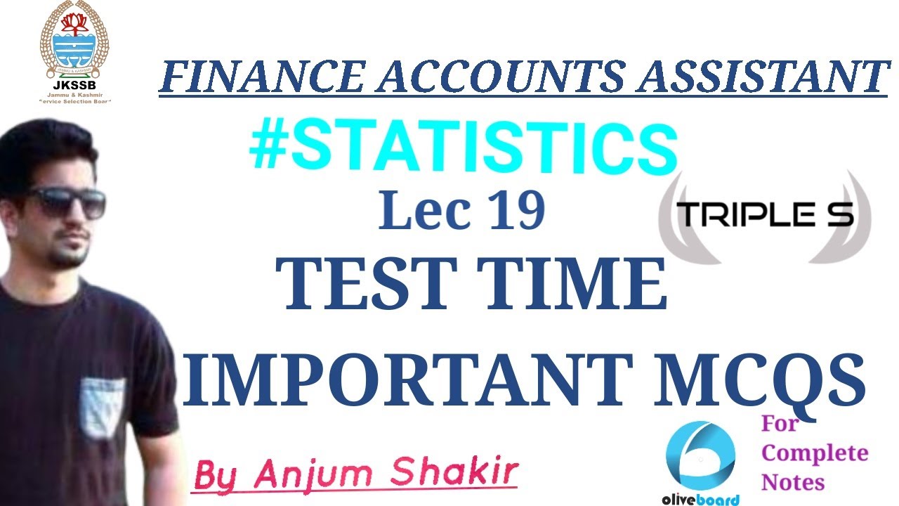 Lec 19 - Important MCQs on #Statistics by Anjum Sir - Finance Accounts Assistant