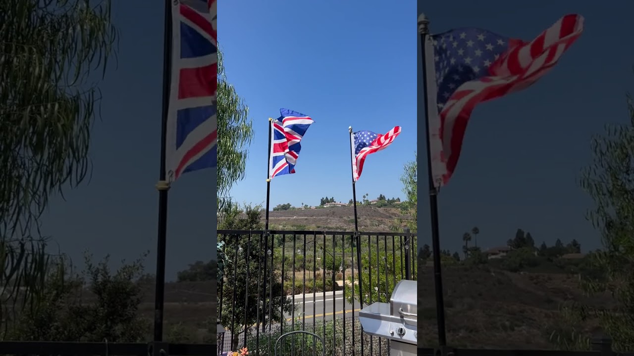 UK and US flag flying together 