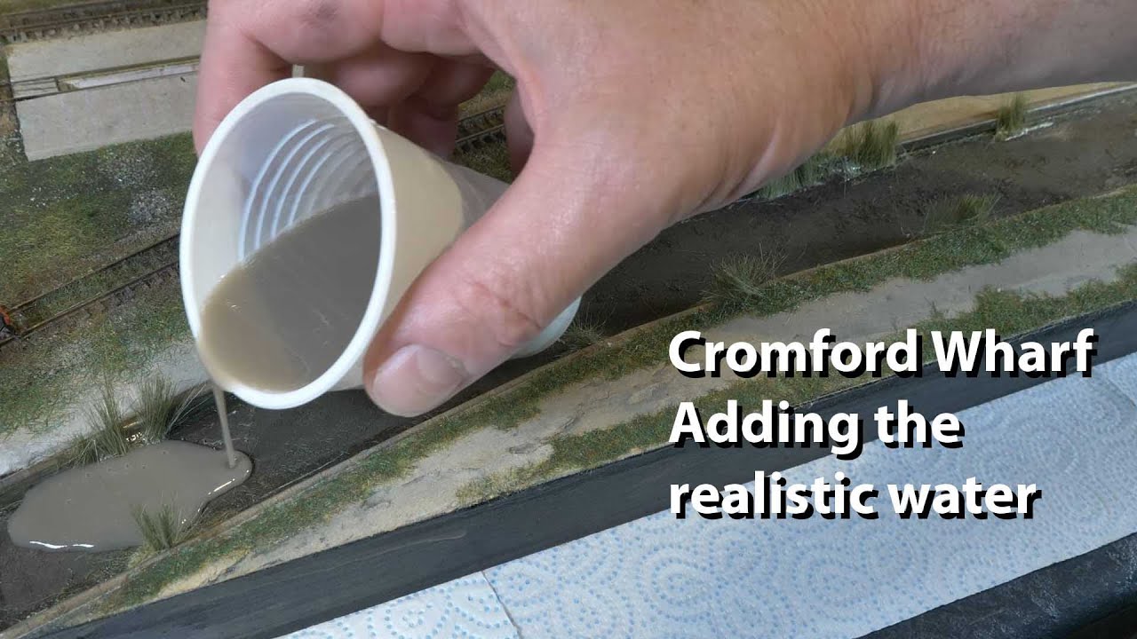 Cromford Wharf N gauge shelf Layout Part 9 (adding woodland scenics realistic water to the canal)