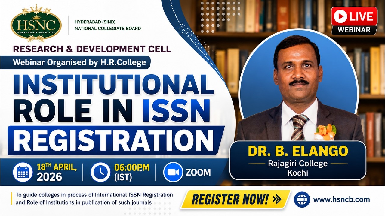 Institutional Role in ISSN Registration | Webinar with Dr. B. Elango | Academic Publishing Guide