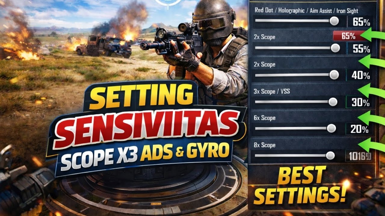 Cara Setting Sensivitas Scope x3 Ads & Gyro | TUTOR Part 3