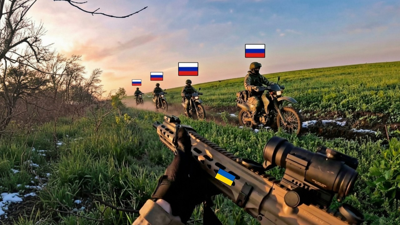 Ukrainian Snipers with Thermal Scope Spotted Large Russian Troops on Motorcycles