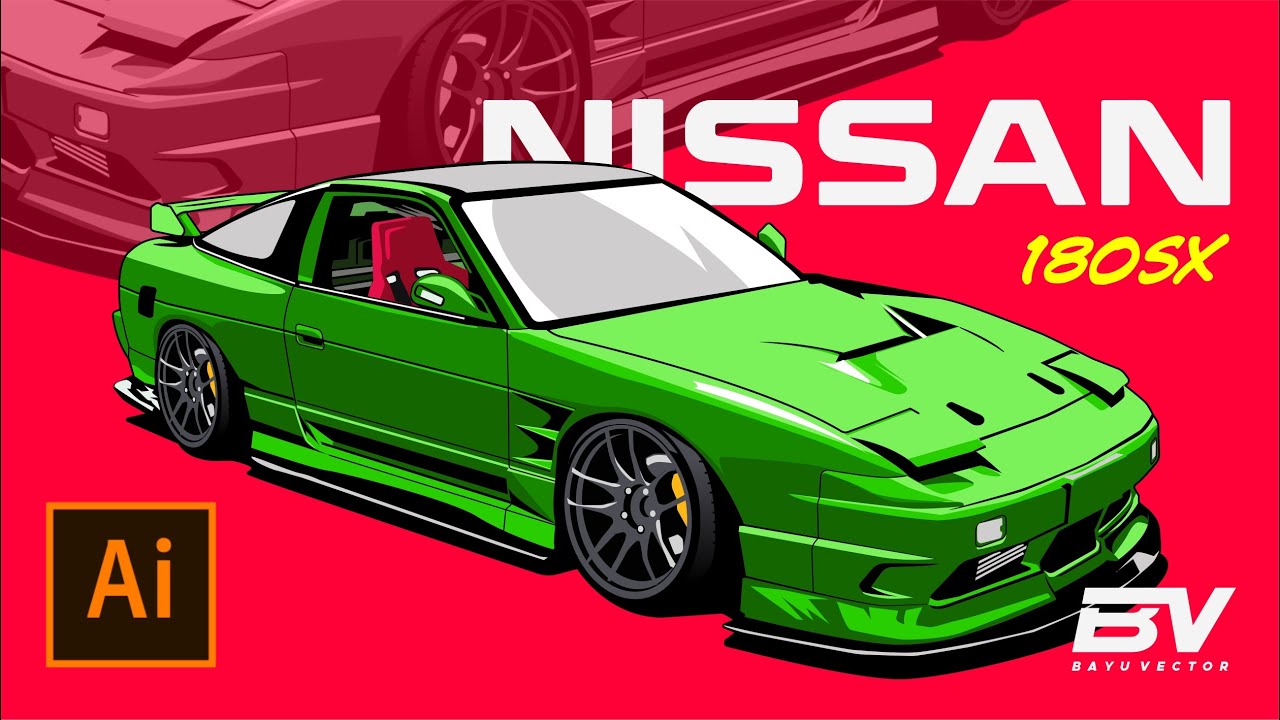 Adobe Illustrator Tutorial l How to Draw Nissan 180SX Car Illustration
