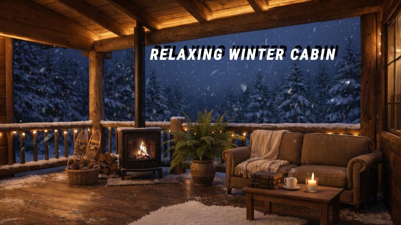 Cozy Winter Fireplace Jazz ❄️ Soft Snowfall & Warm Forest Cabin for Deep Calm