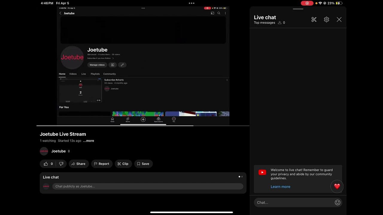 Joetube Live Stream
