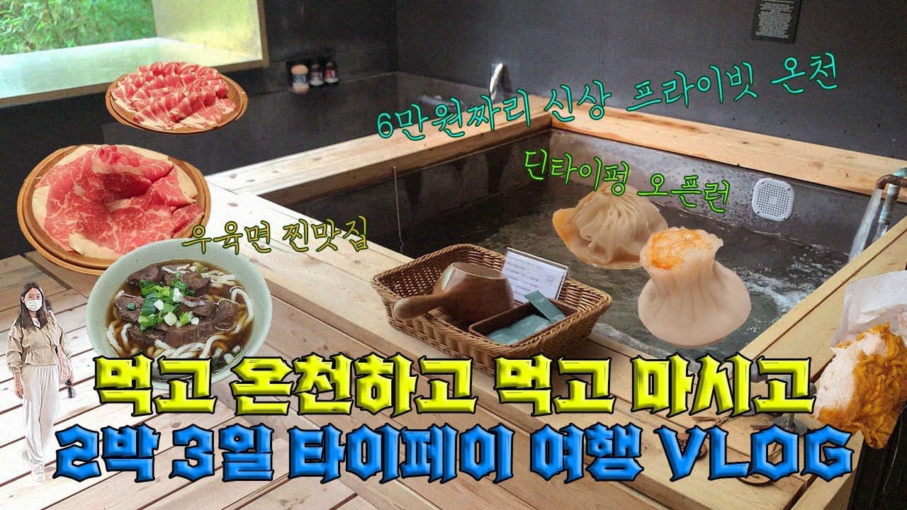 vlog 3박 4일 대만여행 l 타이페이 먹방 투어 l 우라이 온천 l 프라이빗 온천 Trio l 딘타이펑 오픈런 l 우육면 맛집 l 현지 핫플 l 가성비 호텔 추천 l 야시장