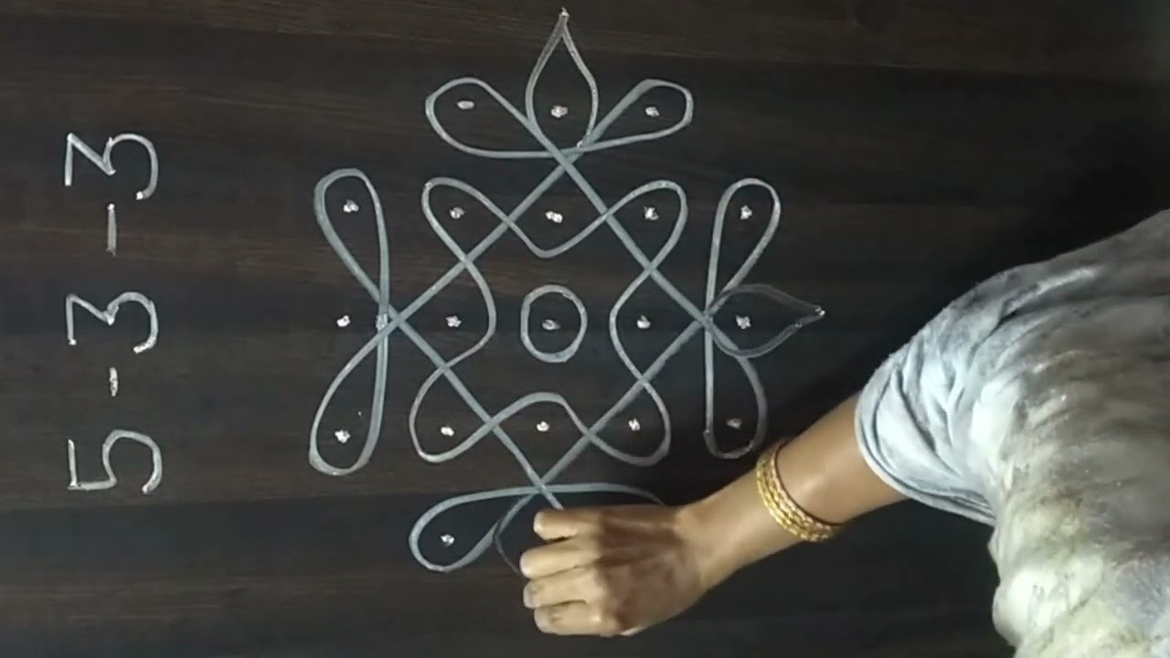 5*3 dots easy and simple beginners rangoli design simple kolam 