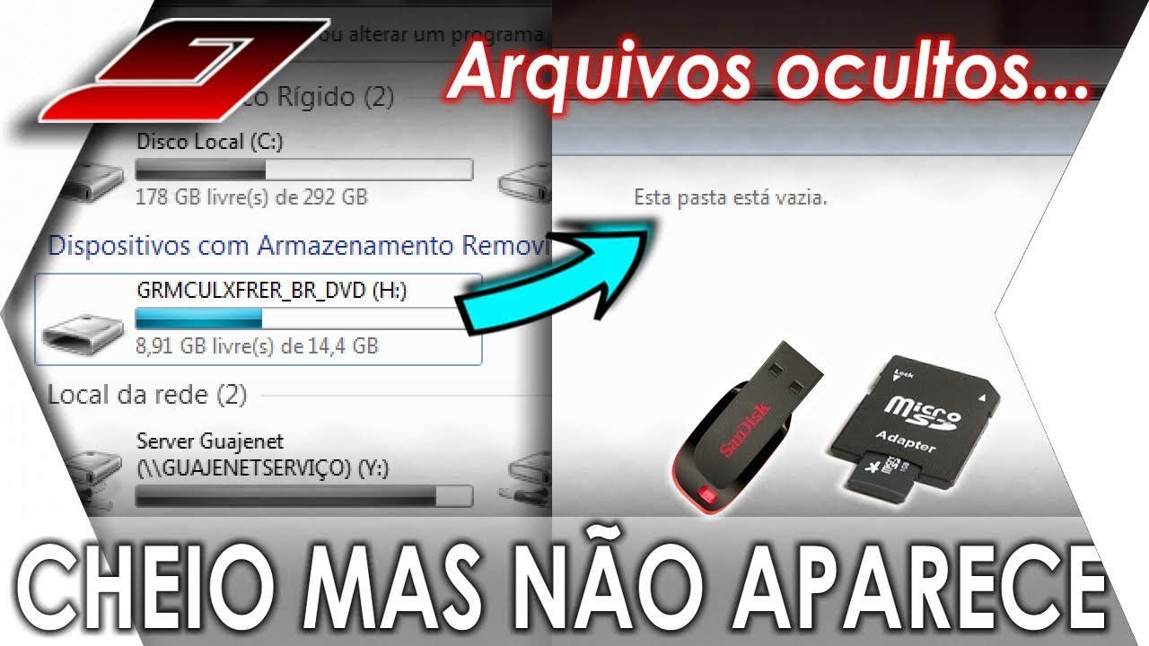 Cartão ou pendrive CHEIO mas os arquivos NÃO APARECEM (FICAM OCULTOS) | Guajenet