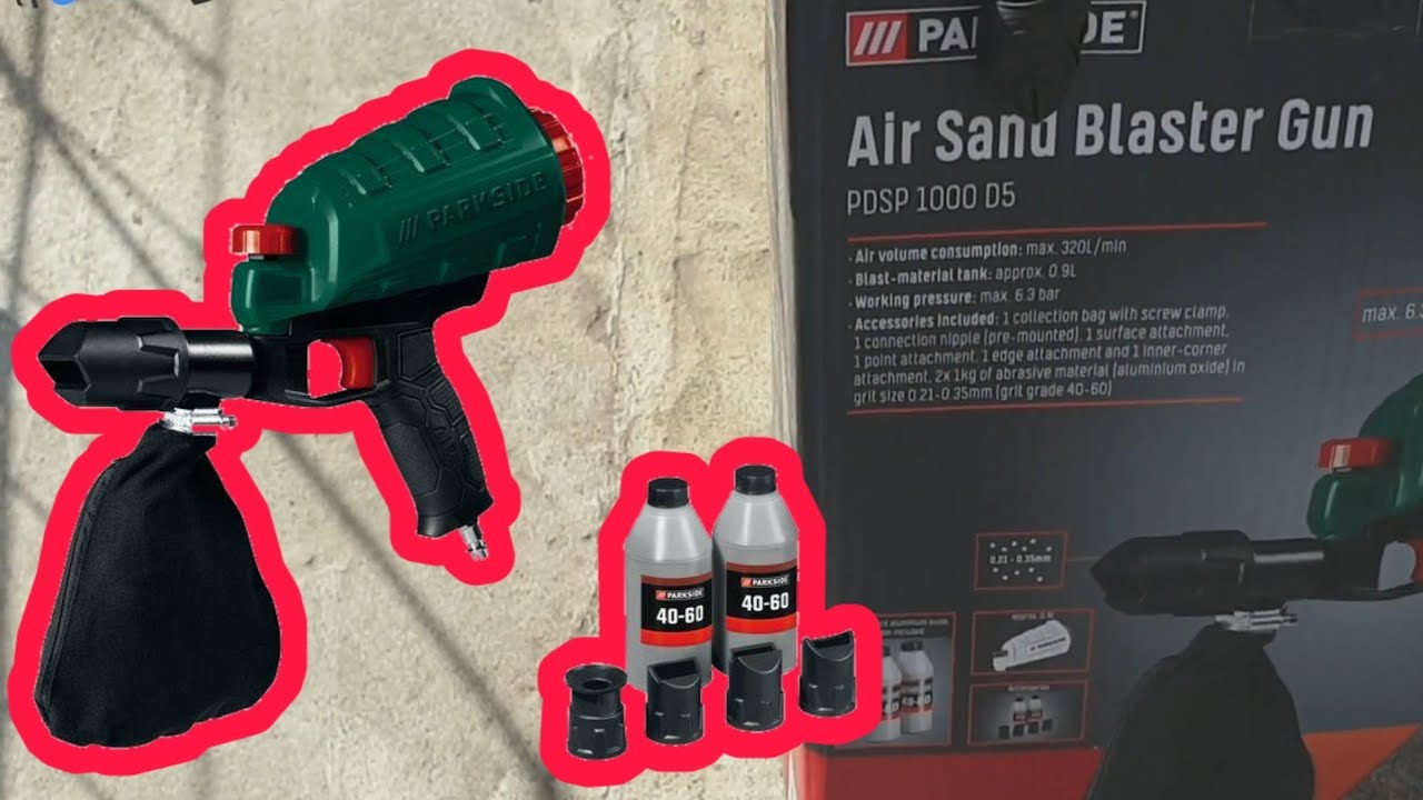 Parkside Air Sand Blaster Gun PDSP 1000 D5 (14&euro;) - Lidl - Unboxing & Test