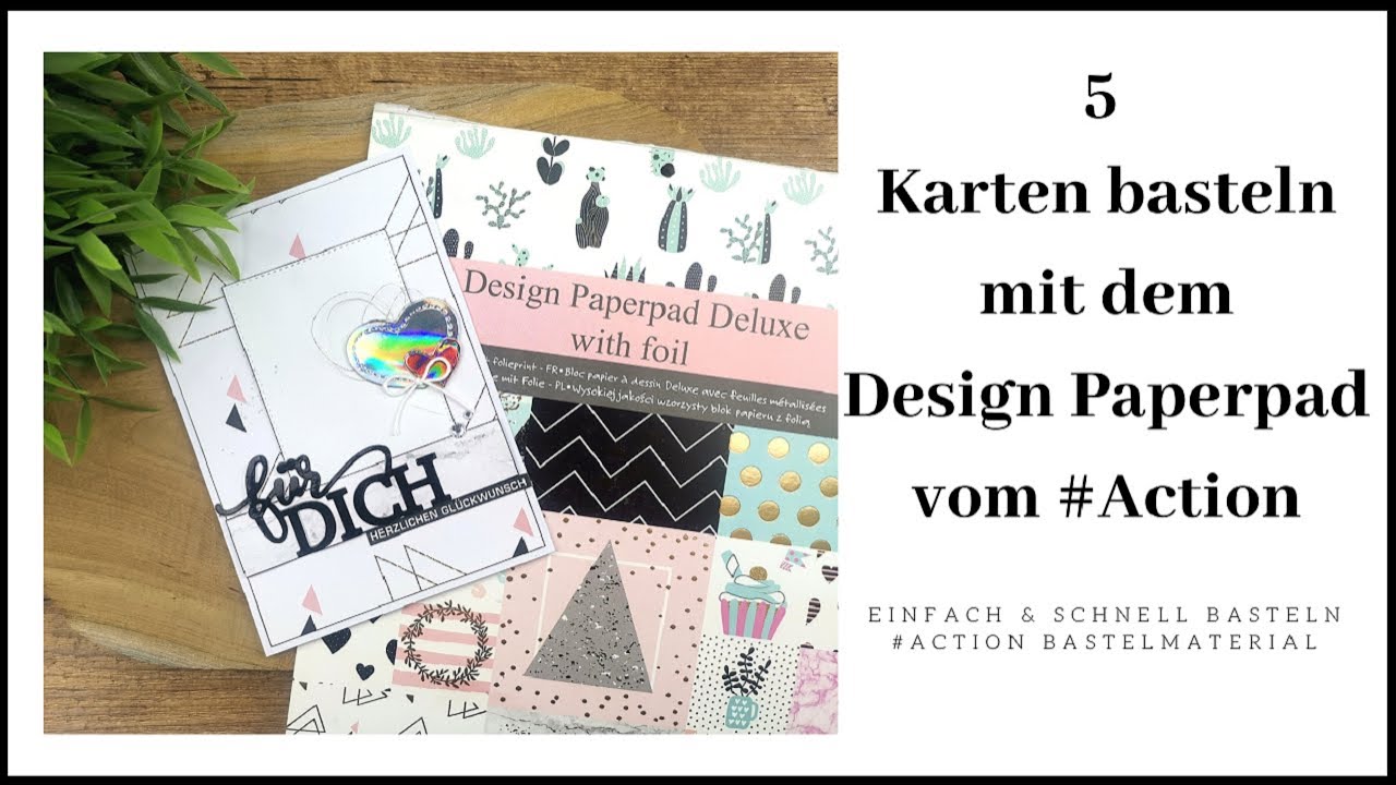 5 Karten ~ 1 Deluxe Paperpad vom #Action ~ Bastelanleitung ~ Kartenideen ~ Card Ideas ~ Bastelidee