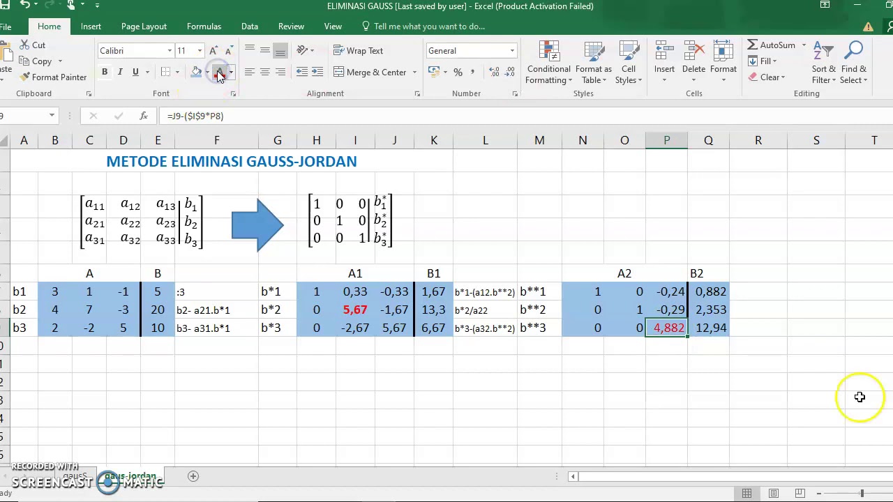 Bagian #8 Metode Eliminasi Gauss-Jordan dengan Excel
