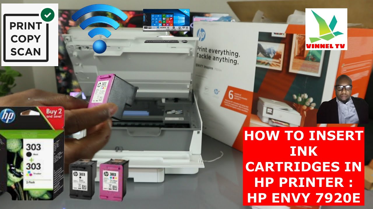 HOW TO INSTALL INK CARTRIDGES IN HP PRINTER :  HP ENVY INSPIRE 7920E