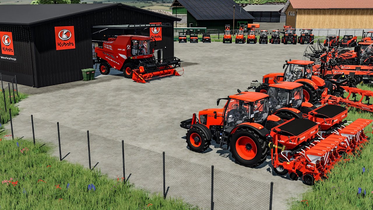 Посещение нового дилерского центра Kubota, полного тракторов | Farming Simulator 22