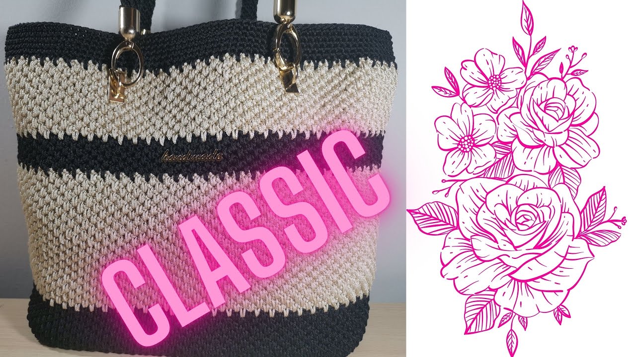 CLASSIC CROCHET HANDBAG / CROCHET BAG WITH TWO COLOURS (BEGINNERS FRIENDLY)