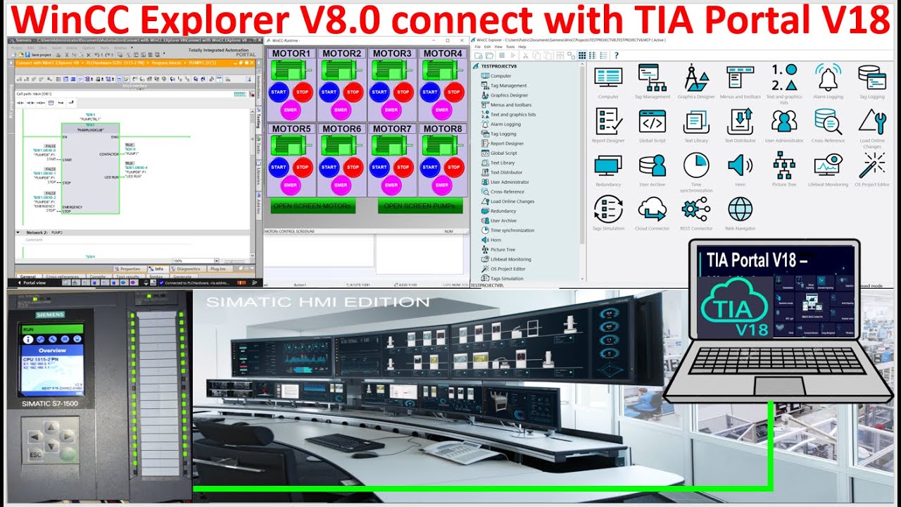 WinCC Explorer V8.0 new version connect with TIA Portal V18 and PLC S7-1500| WinCC Explorer runtime