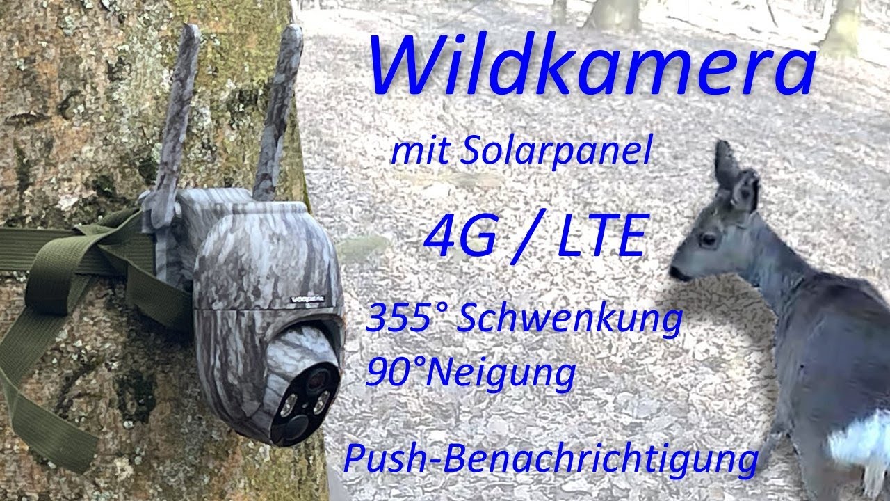 Schwenk- und Neigbare 4G LTE Wildkamera Wildtierkamera, Live auf Handy App, Nachtsicht, SIM-Karte
