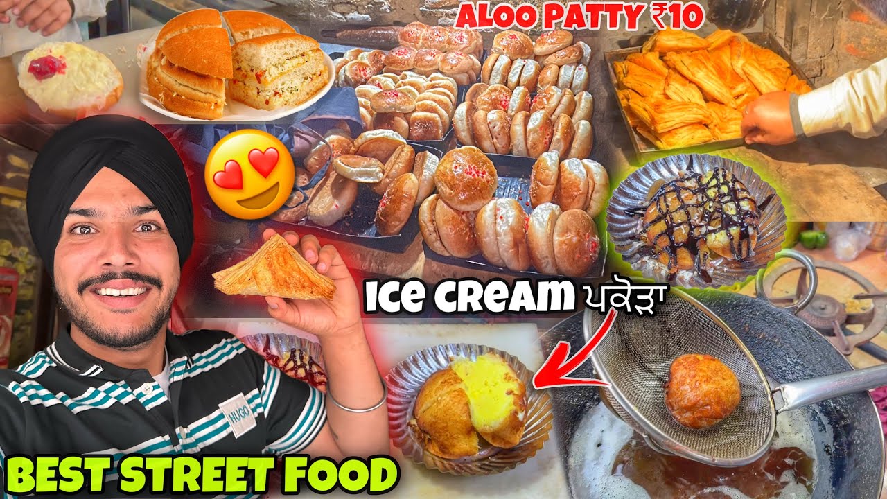 Aloo Patty in Amritsar 😍 JAM Bun Maska | ICE CREAM PAKODA , Sandwich , Noodles in 10 | Street Food