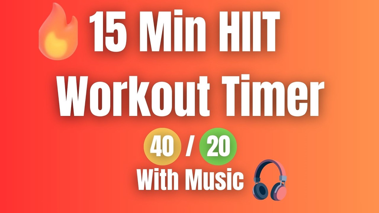 15 Minute HIIT Workout Timer With Music | 40s Work/20s Rest | 15 Rounds