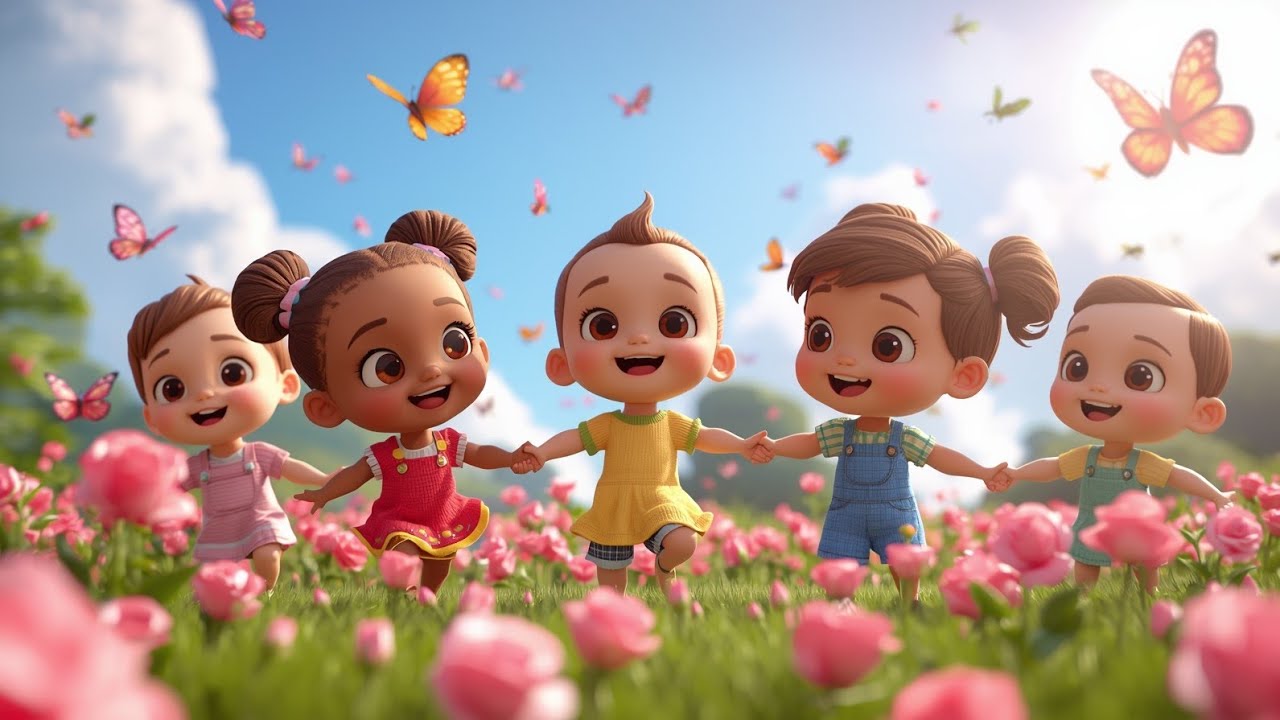 Ring a Ring o’ Roses 🌸 | Happy Friends Nursery Rhyme | 3D Kids Song