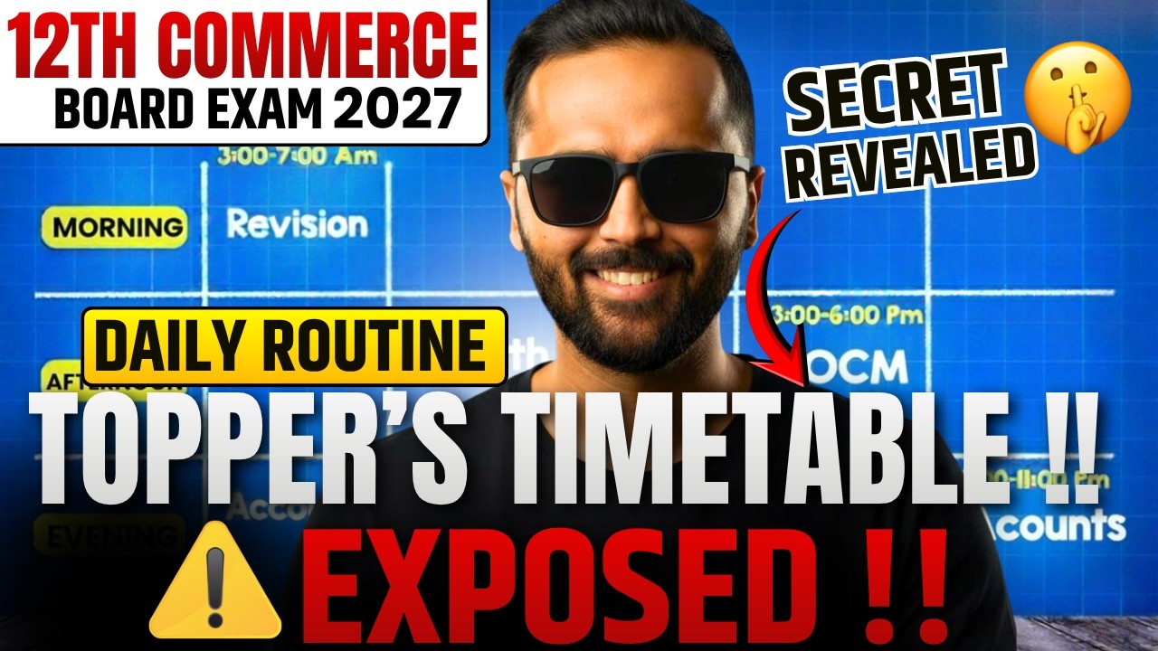 12th Commerce DAILY ROUTINE 📚| TOPPER'S TIMETABLE | Board Exam 2027 | Pradeep Giri Sir